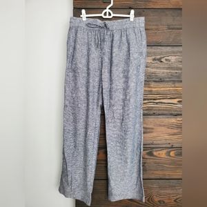Ann Taylor Factory linen blend wide leg chambray pants size medium